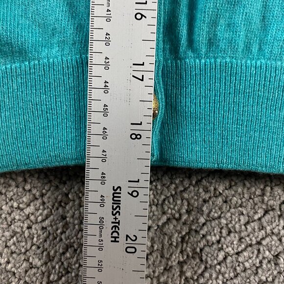 Vintage Ballantyne of Peebles Cashmere Cardigan Sweater Womens 36 Teal Turquoise - Picture 11 of 14